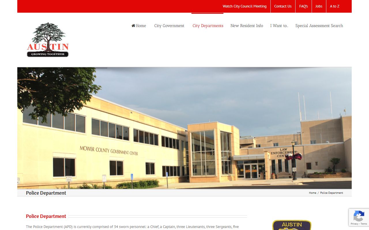 Austin Police Department phone directory page