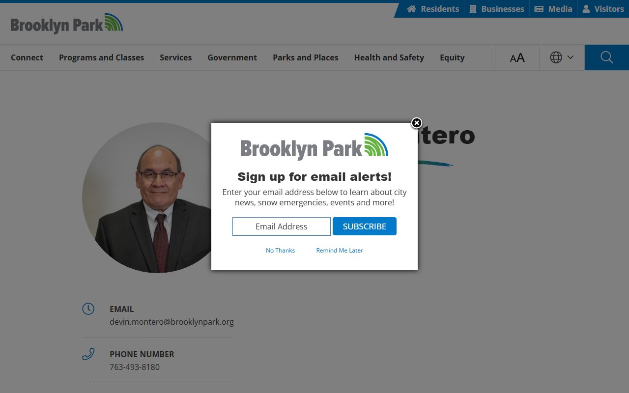 Brooklyn Park city clerk contact phone directory