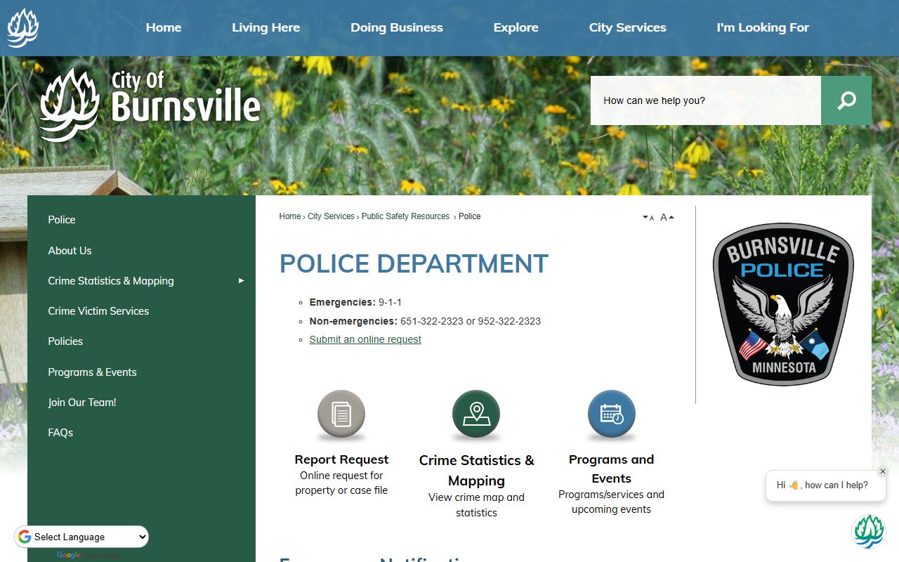 Burnsville Police Department phone directory