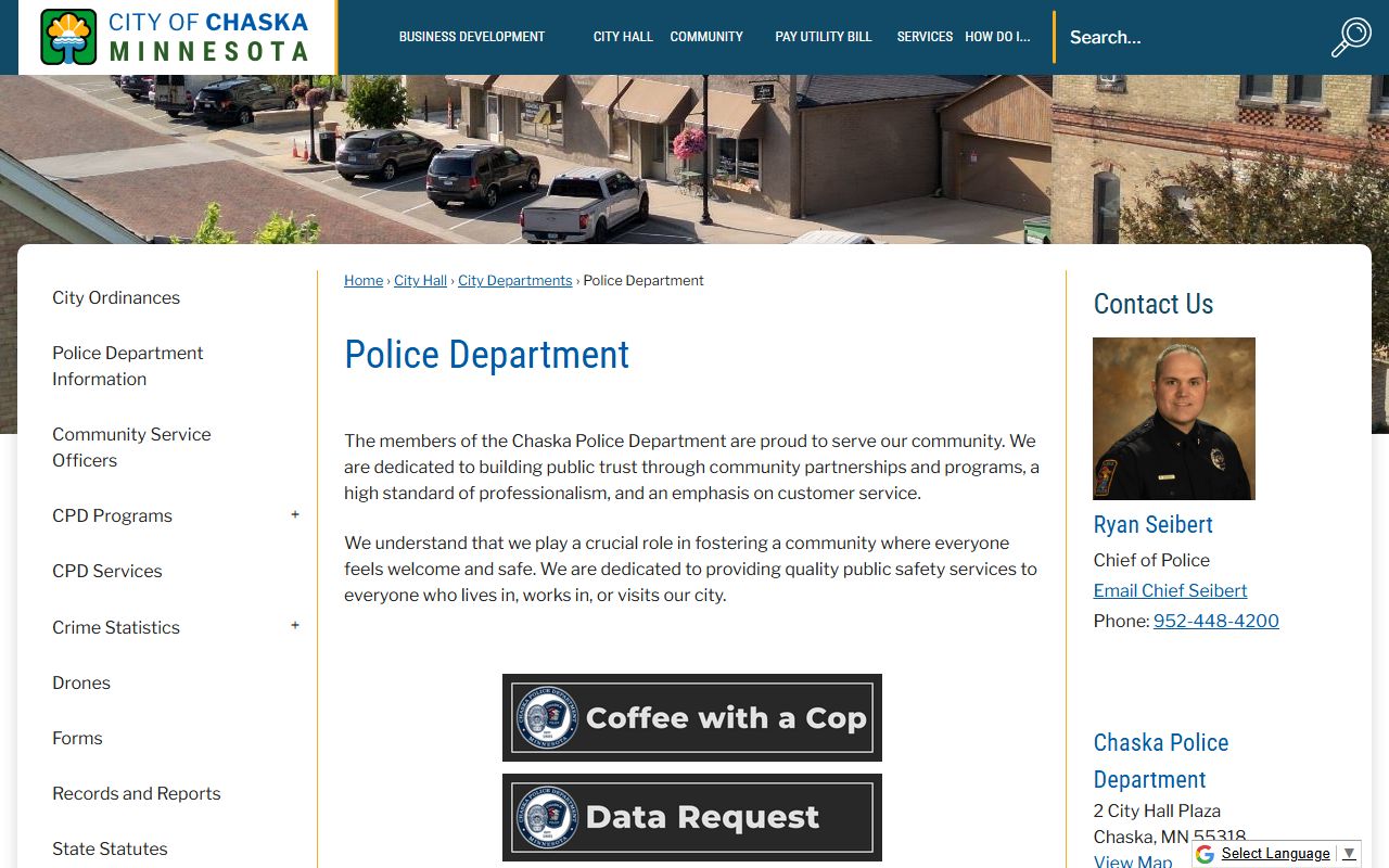 Chaska Police Department website phone directory