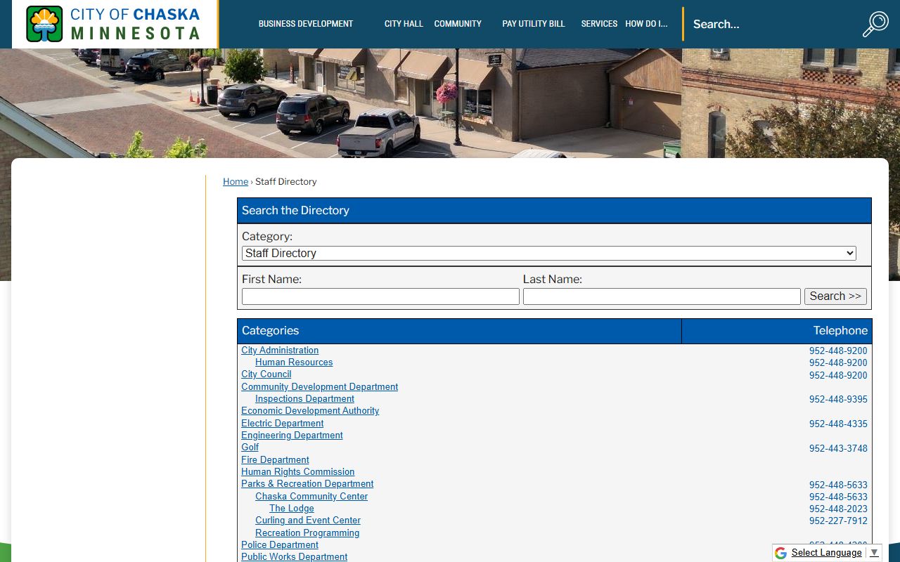 Chaska staff directory phone directory