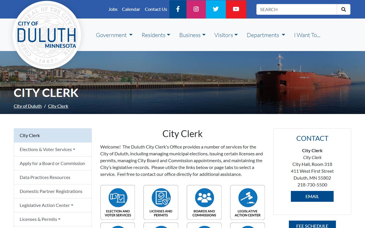 Duluth City Clerk office phone directory