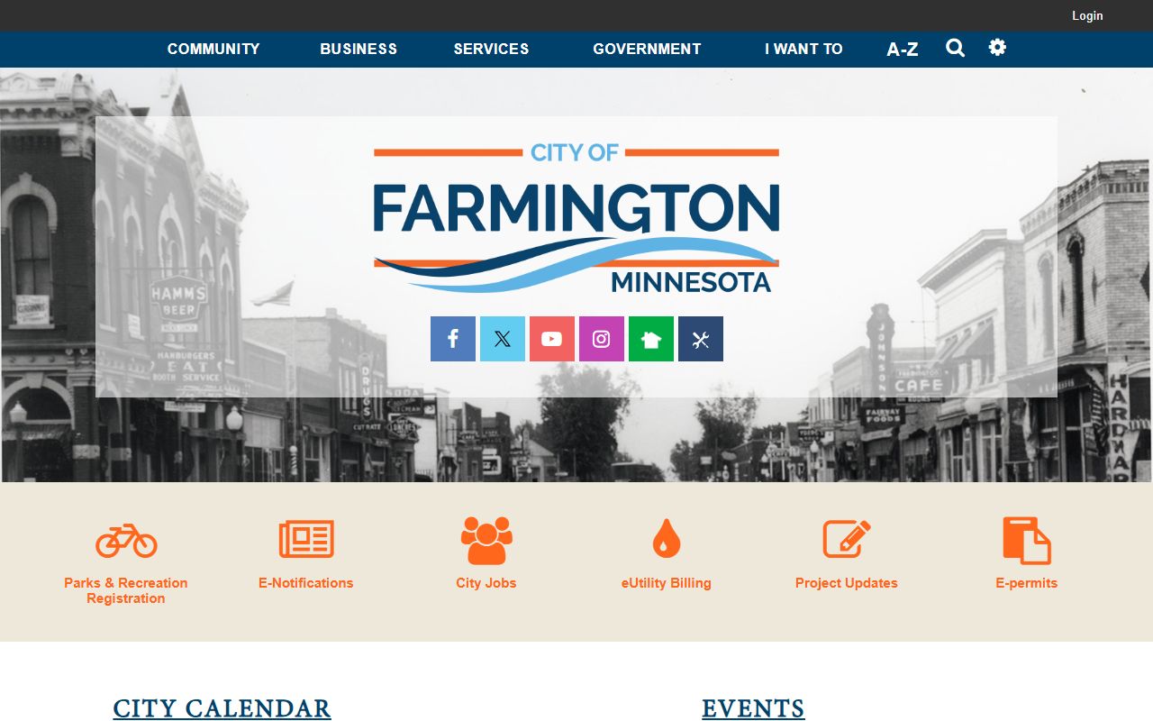 Farmington phone directory city portal page