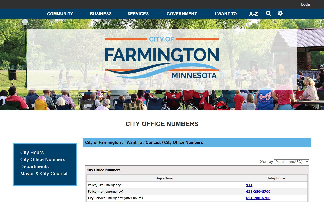 Farmington phone directory office numbers listing