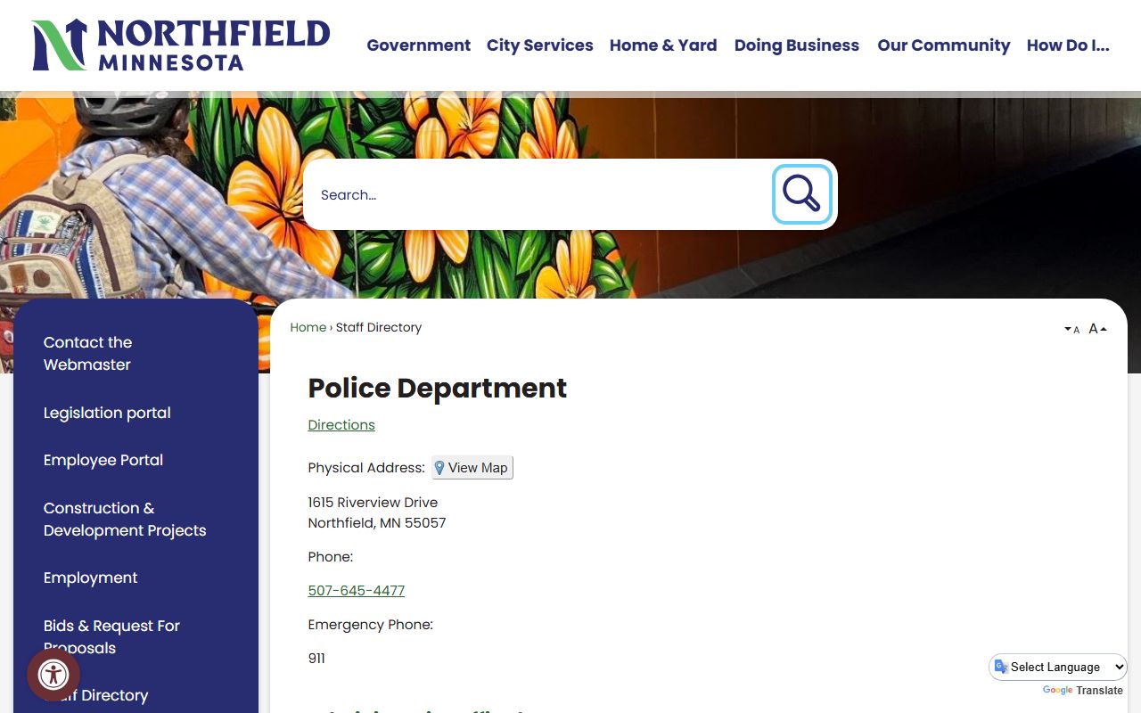 Northfield phone directory police department listing