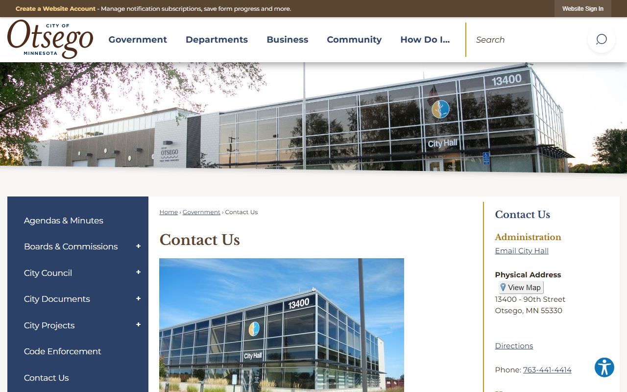 Otsego phone directory contact us page