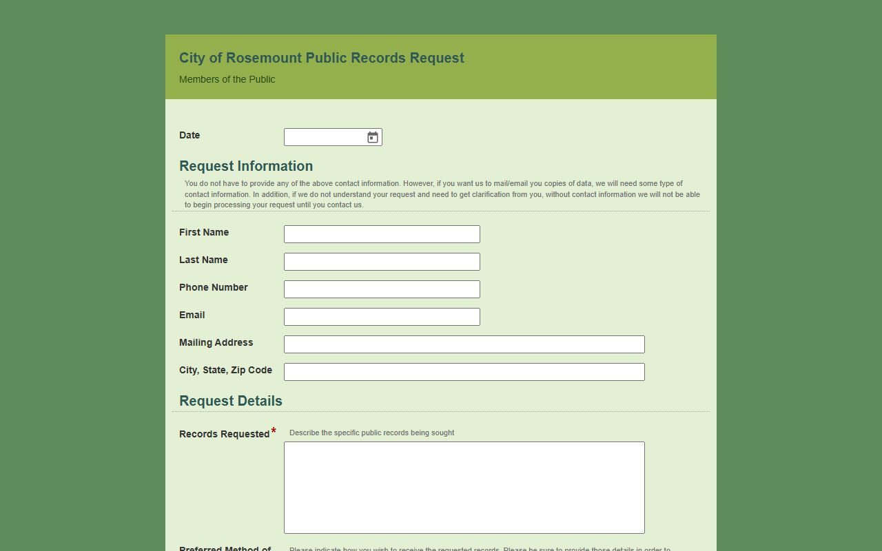 Rosemount data request form phone directory