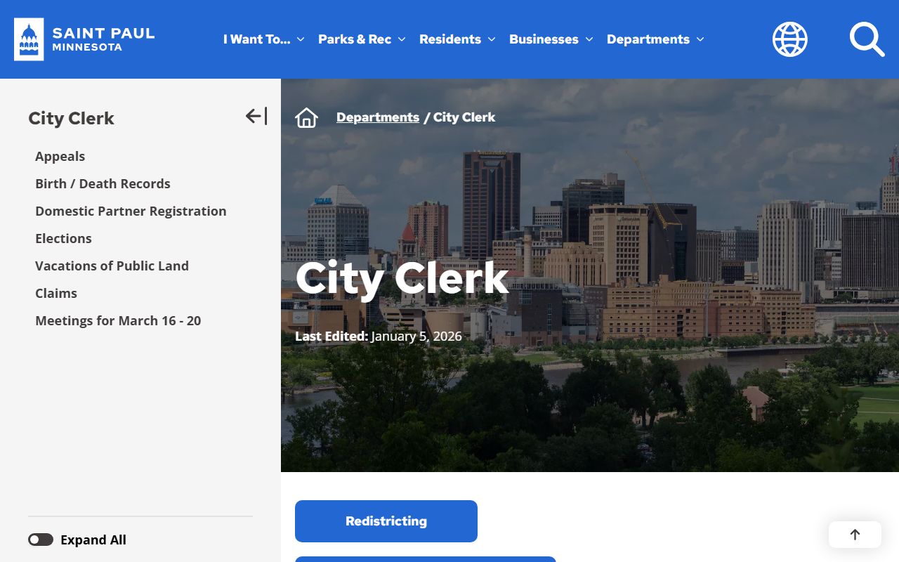 St. Paul City Clerk office phone directory