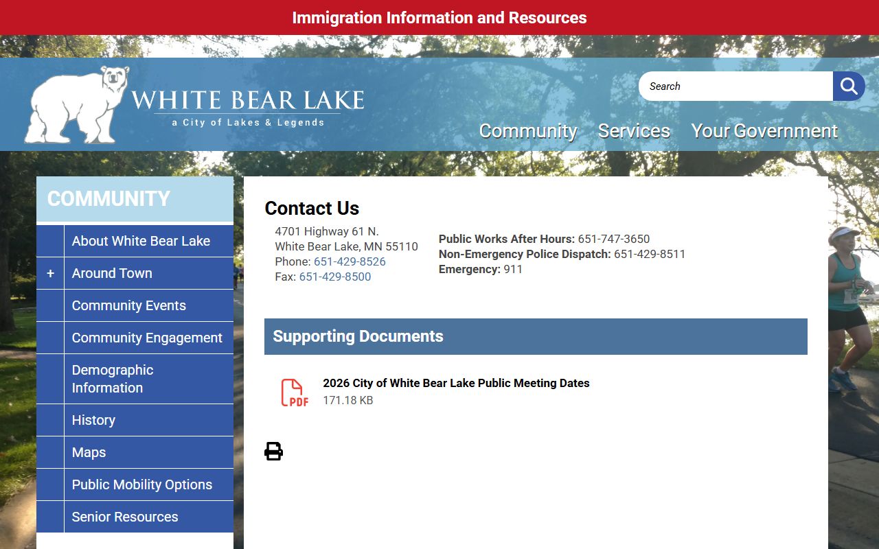 White Bear Lake phone directory contact us page