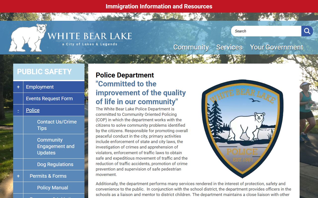 White Bear Lake phone directory public safety police page