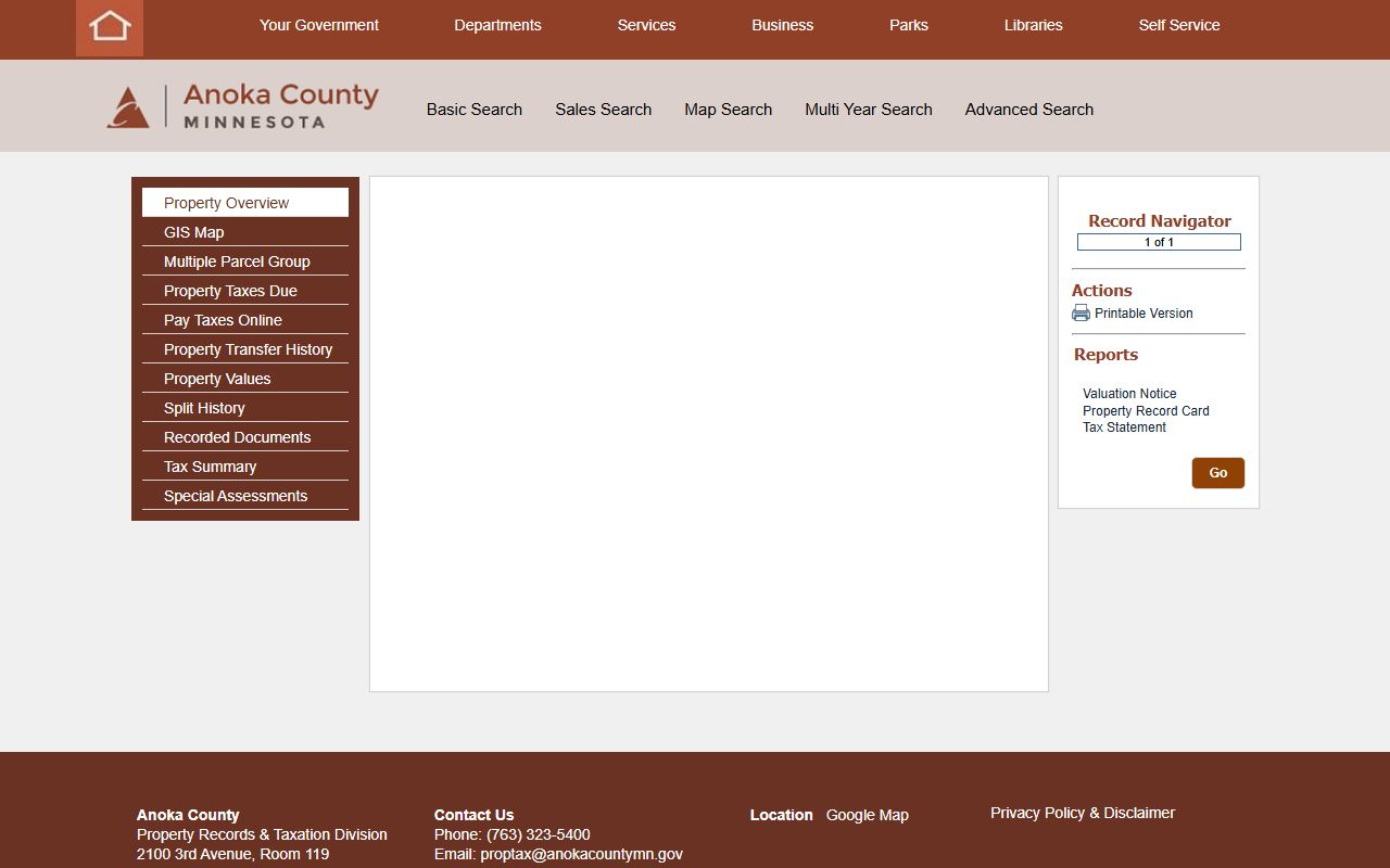 Anoka County property records phone directory search portal