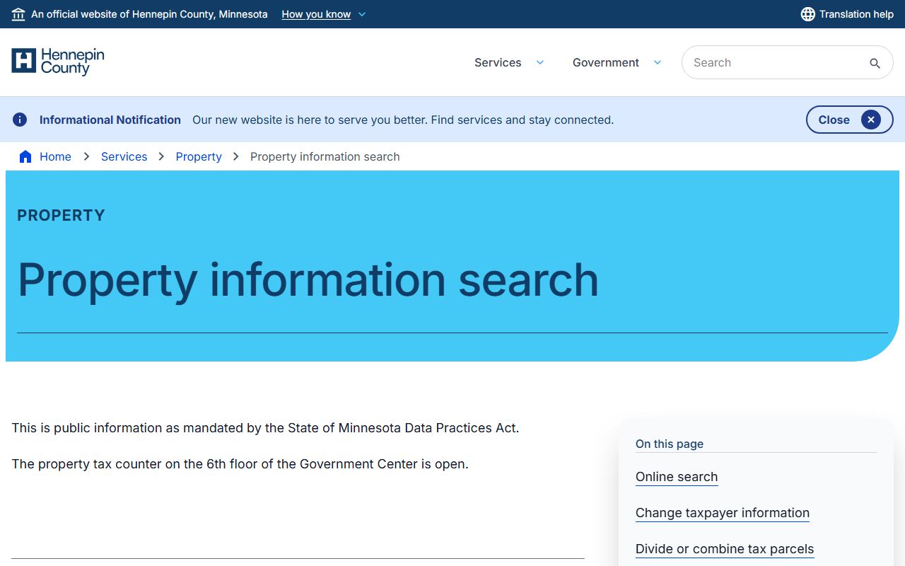 Hennepin County property information search phone directory