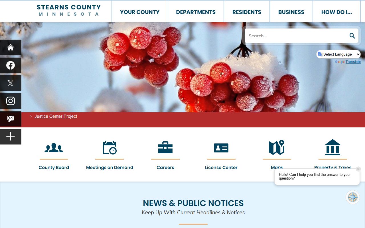 Stearns County administration phone directory website