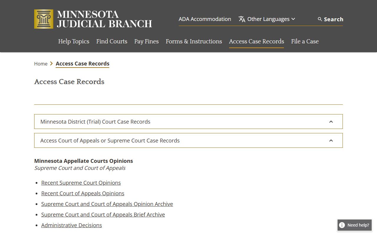 Minnesota phone directory court records online MCRO search