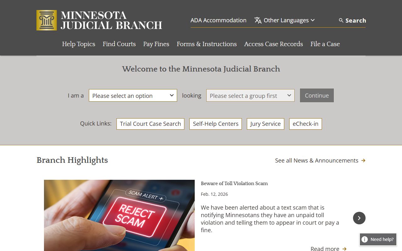 Minnesota phone directory Minnesota Judicial Branch website